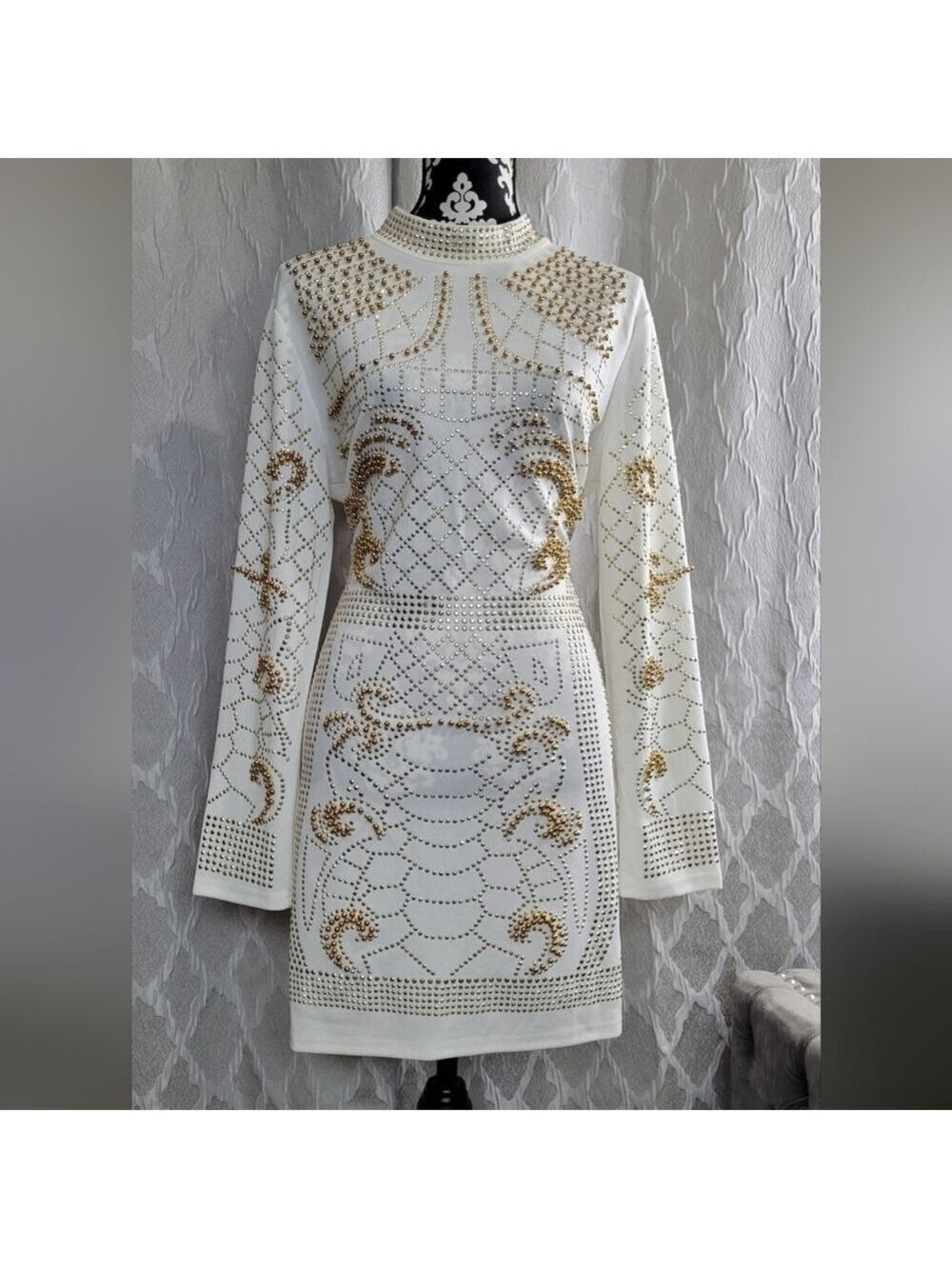 ✨ Ft Inc | Off-White Embellished Bodycon Backless Dress | Size 1X ✨ - Picture 10 of 10